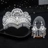 Ethnic Style Dance Luxury Pearl Gold Crown Hollow Design Bridal Wedding Decoration Alloy Crown Earrings