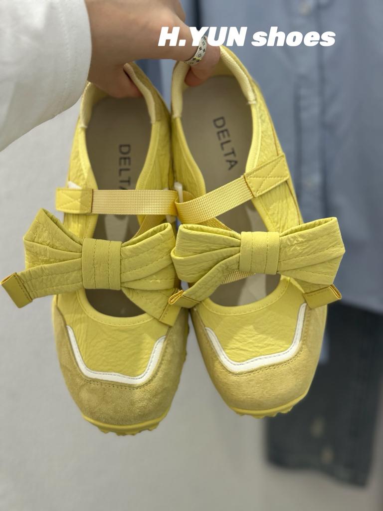 Dopamine style bow shallow mouth Mary Jane single shoes women's summer style o design ballet