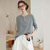 Bailuyu Women's Round Neck Half-Placket Long Sleeve T-Shirt