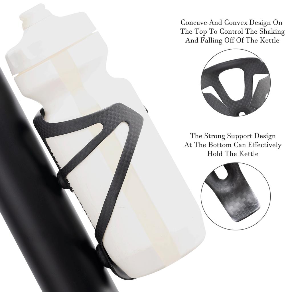 HUALONG 3K Carbon Fiber Bicycle Water Bottle Cage Road MTB Gravel Bike Water Bottle Holder Cages Matte Black Weight (16±2g) Cup Holders 5