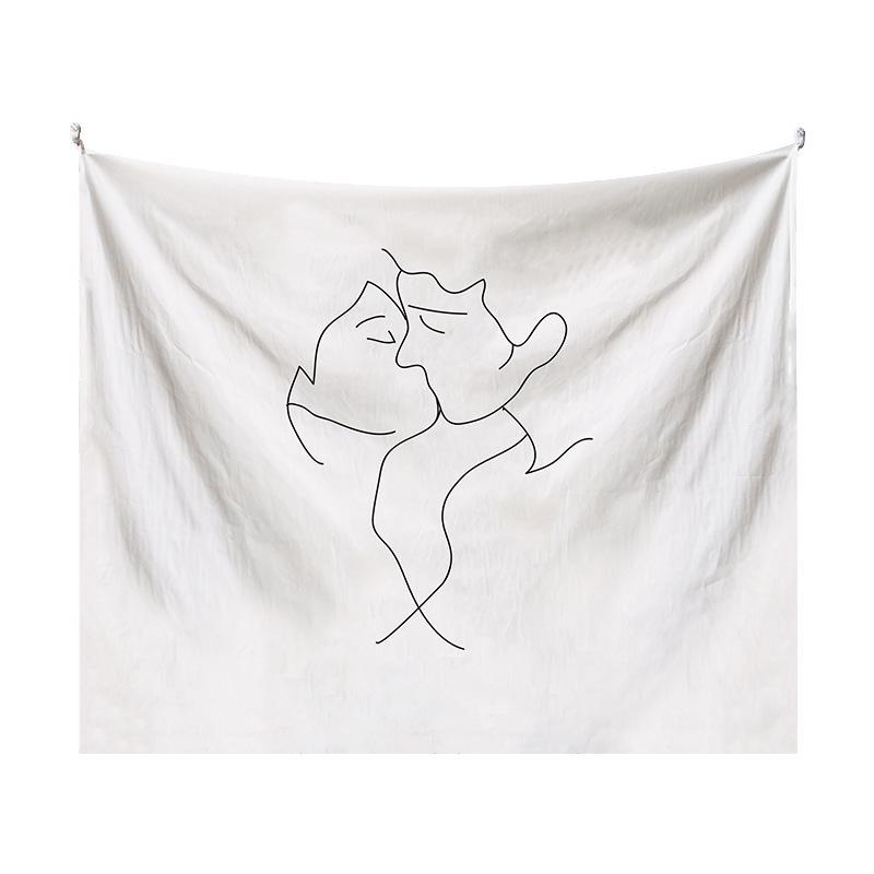 Couple Abstraction Tapestry Home Bedroom Hanging Dormitory Decoration Background Decor White Line Art Wall Hanging Tapestry