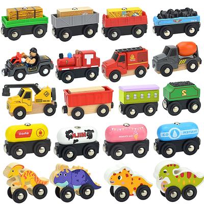 Wooden Magnetic Train Car Locomotive Toy Wood Railway Car Accessories Toys for Kids Gifts Fit Wood Biro  Tracks Model