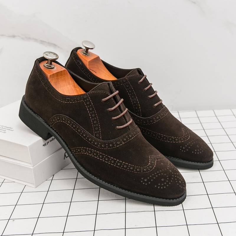 Luxury Fashion Designer New Men's Pointed Black Brown Wedding Oxford Brogues Shoes Male Formal Dress Footwear Zapatos Hombre