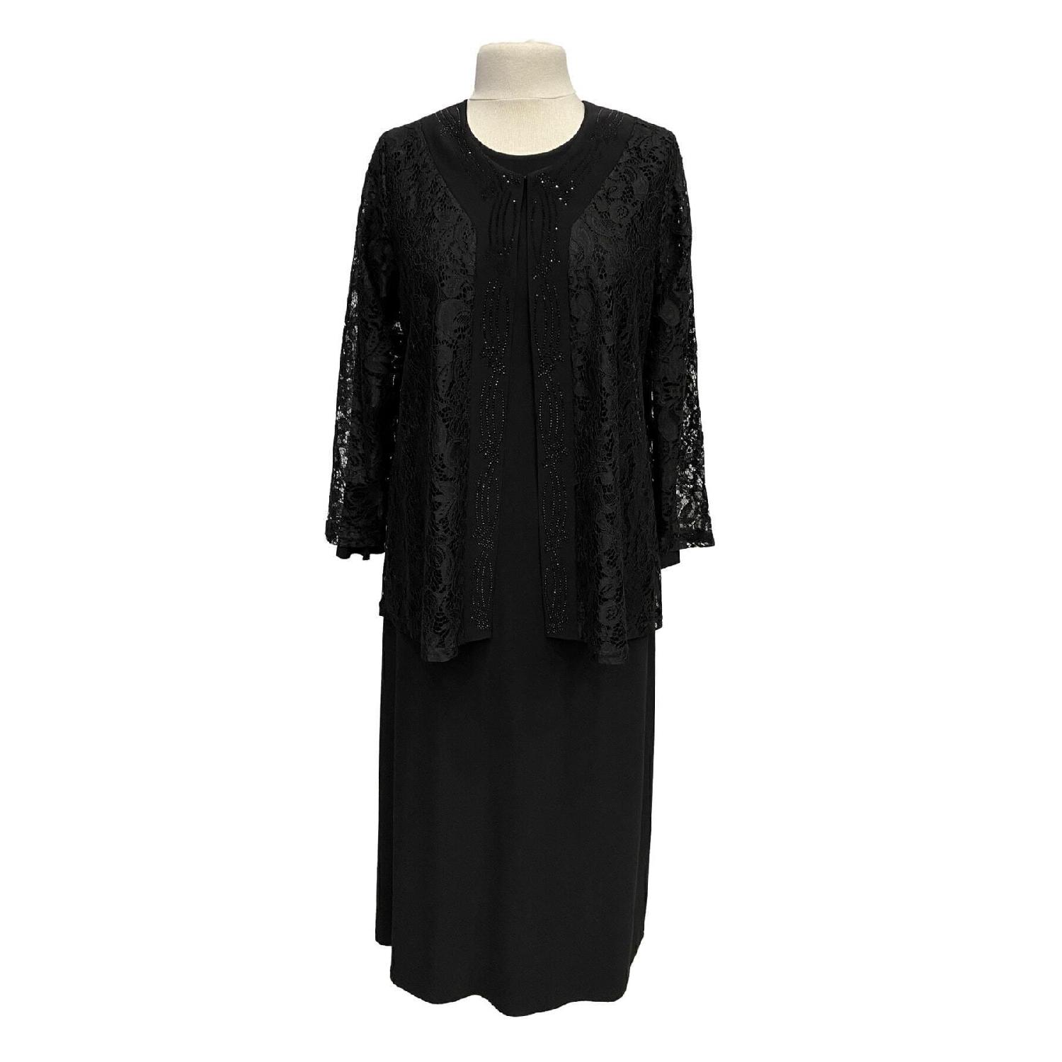 

Black Demet Dress With Jacket Mother Evening Dress Set 46-48 чорний