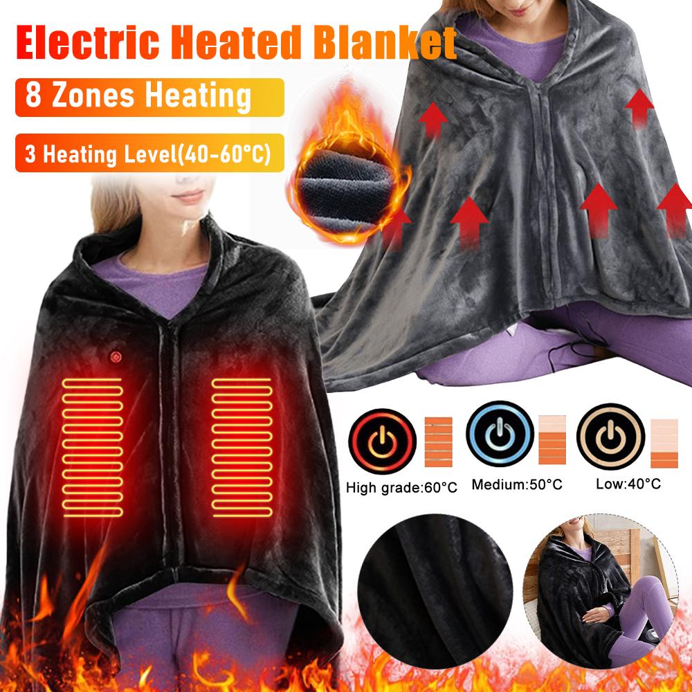 Electric Blanket Winter Warm USB Heating Shawl Blanket Outdoor Camping Body Warmer Multifunctional Coral Velvet Blanket for Home