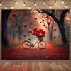 2D Hearts & Bicycle Backdrop for Valentine's Day, Wedding & Romantic Themed Party