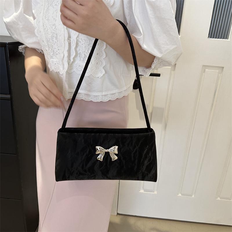 Fashion Bow Decoration Women's Shoulder Bag For Daily Used Square Casual Ladies Handbags Designer Underarm Bags AVE