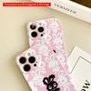 Pink Bunny Pattern with Black Bunny Center All Inclusive Film Hard Phone Case, Compatible with iPhone 18 Pro Max 17 16 15 14 13 12 11