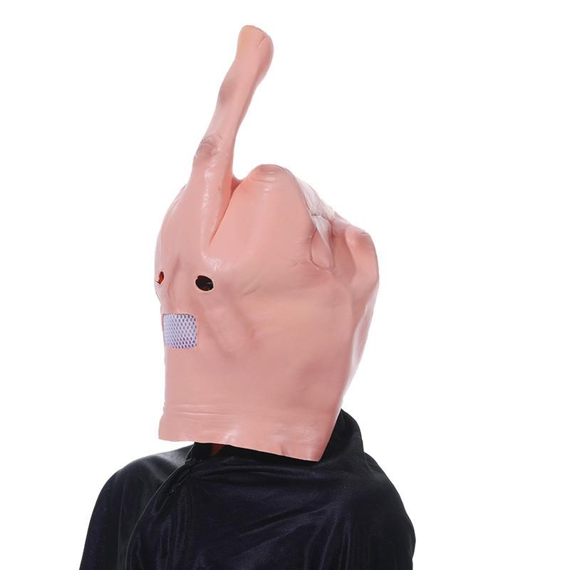 Middle Finger Halloween Latex Mask Party DJ Performance Prank Prop