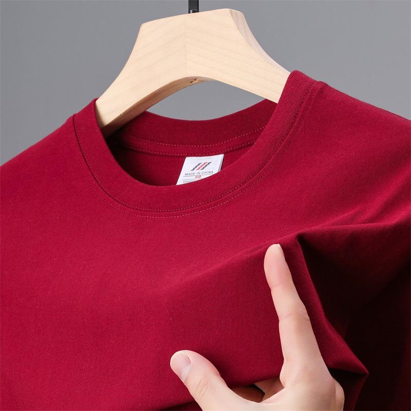 

26 Summer Men s Combed Cotton 230g Heavyweight Short Sleeve T-shirt - High-end, Pure Cotton Casual Versatile Base Layer S червоний