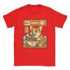 Corgi Eating Ramen T Shirts for Men Cotton Leisure TShirts Round Neck  Tees Short Sleeve Tops Plus Size
