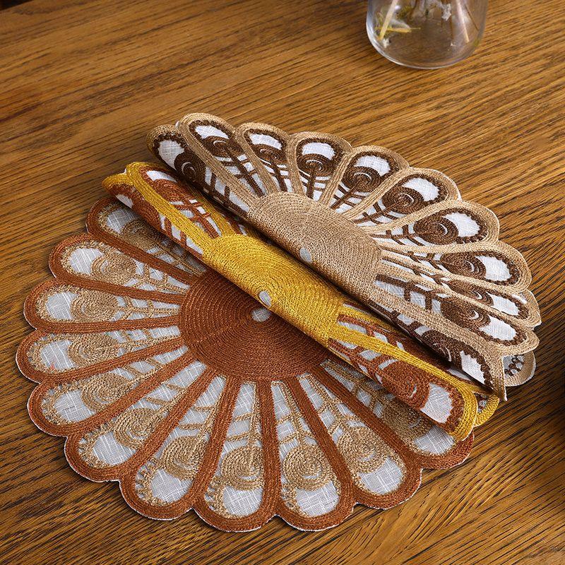 Lätt Lyx Broderi Lyxig Cirkulär Matskiva Bordsunderlägg Tallriksunderlägg, Vasunderlägg Bordslampa Underlägg Koppunderlägg Smyckesunderlägg Hem Retro Anti Skållningsunderlägg
