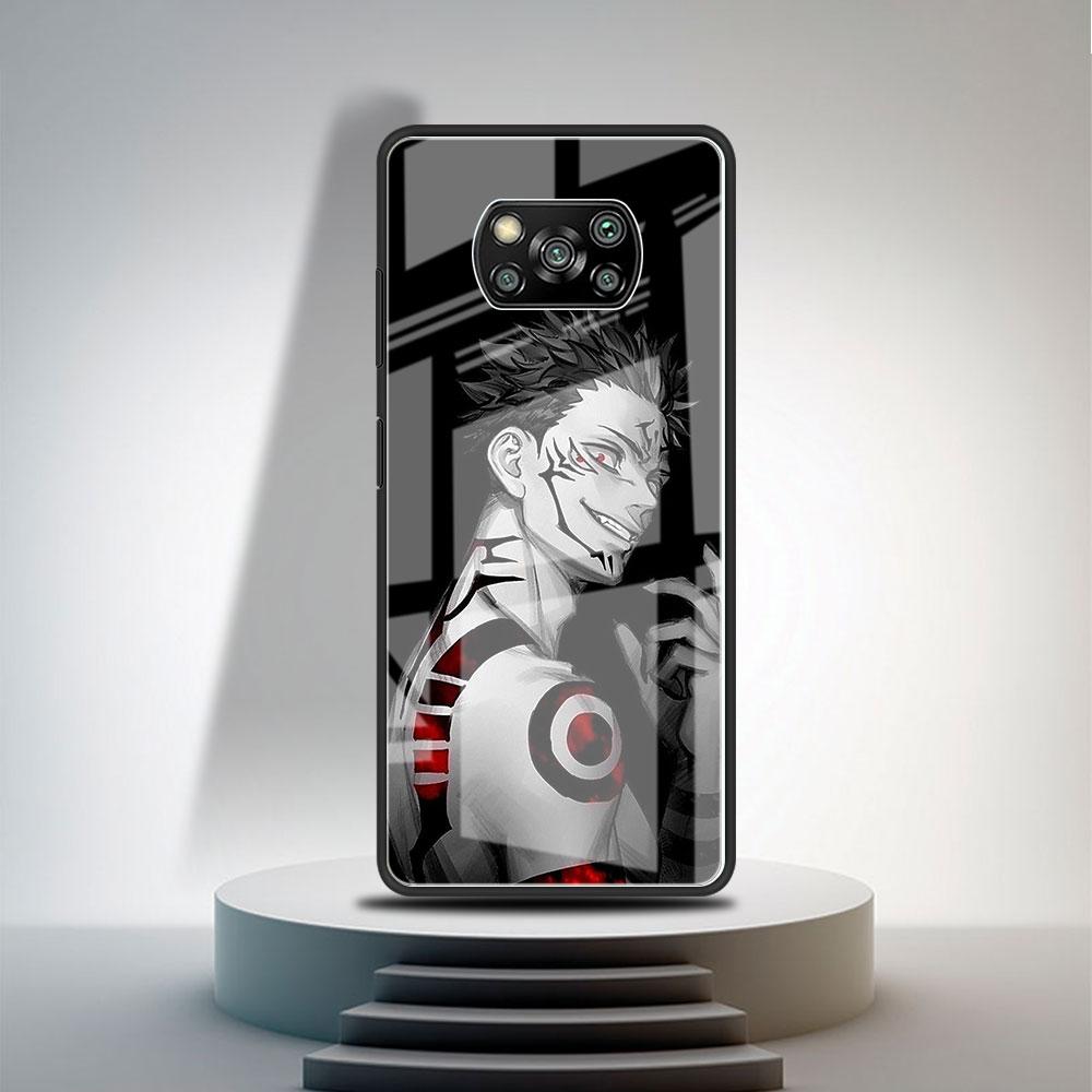 

Стеклянный чехол для Xiaomi Poco X3 NFC 11 Lite 11T F3 M3 для Redmi Note 11 10 9 8 Pro 10S 9S, чехол для телефона Jujutsu Kaisen Gojo Satoru Redmi Note 9S