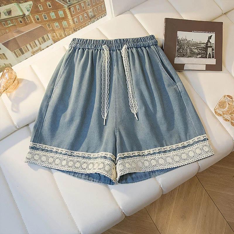 Dámské šortky Letní Bavlněné Džínové Vintage Volné Velká Velikost Ležérní Džínové Široké Nohavice Šortky