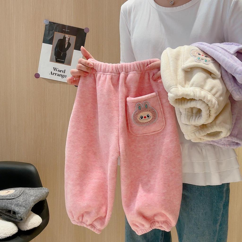 Koala Fleece Winter Colorful Girls' One-Piece Thickened Cashmere Silk Warm Long Pants