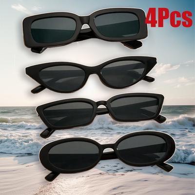 4pcs Non-polarized Unisex Cat Eye Plastic Frame Fashion Sunglasses Womens Daily Life Eyewear Accessories