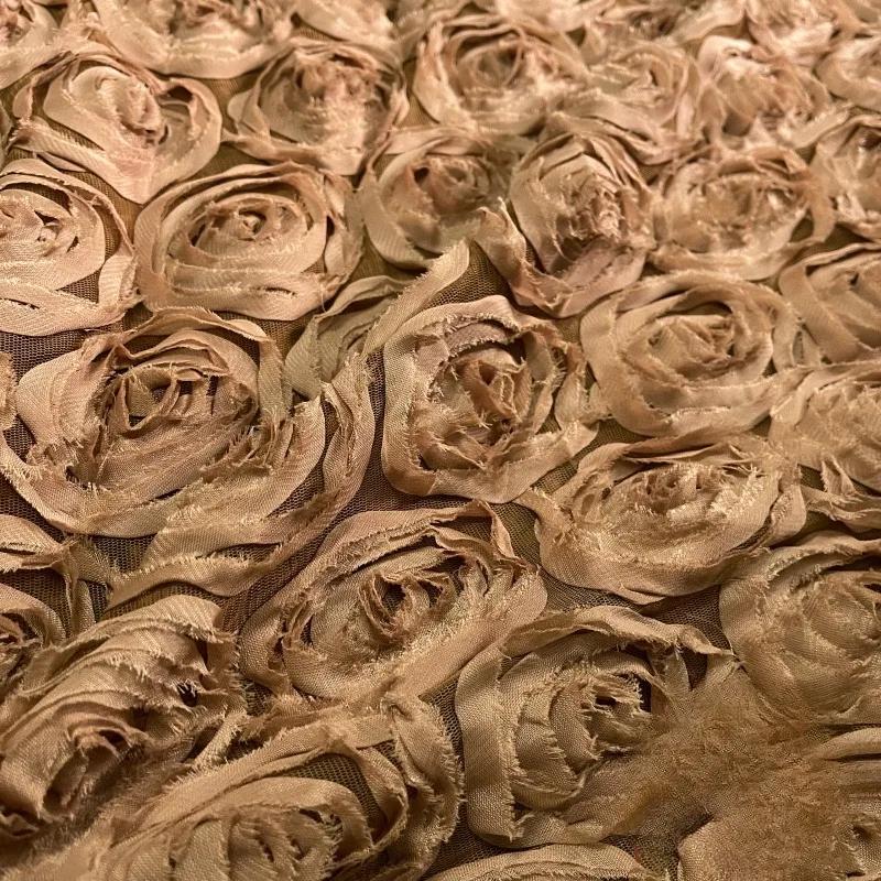 100x130cm High Quality 3D Rose Flowers Fabric Lace Craft Dress Wedding Party Carpet Background Decoration Patchwork Sewing Telas