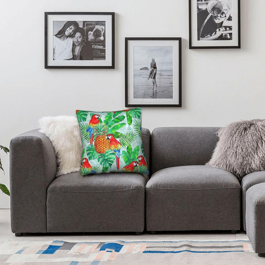 Tropical Parrot Palm Pillow Cover Square Cushion Cover Fashion Pillow Case For Living Room Bed Chair