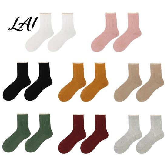 Forest Style Hollow Lace Socks Ruffle Crew for Women Cotton Frilly Socks Soft Breathable Comfortable Daily Wear Hosiery Casual Ankles And