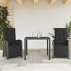 Vidaxl 3-Cz. Bistro Furniture Set with Cushions, Black, Poly Rattan