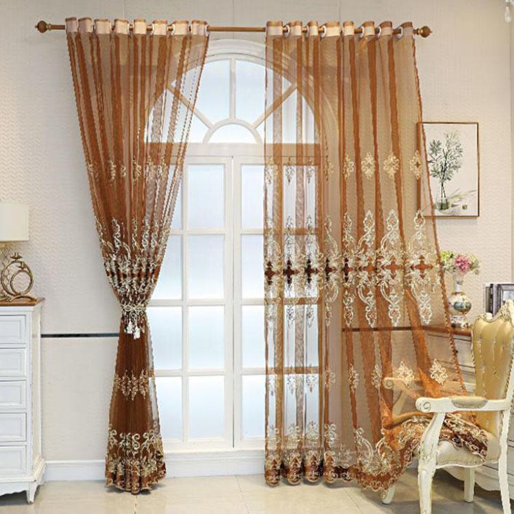 Screen Curtains Living Room Partition Yarn Luxury Curtain Balcony Bedroom Embroidered Sunshade Screen Curtain Rod Chinese Style