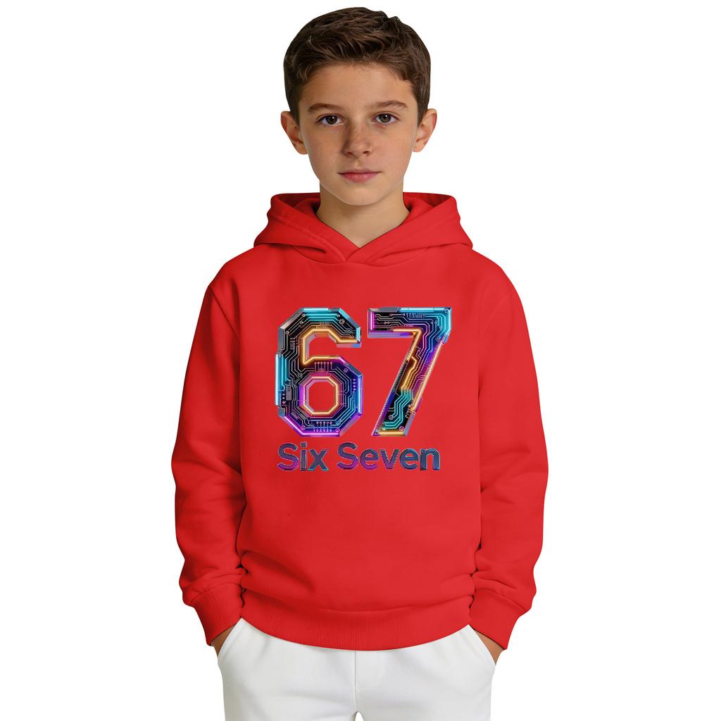 Jungen Bedrucktes Kapuzen-Langarm-Sweatshirt Lässiges Sport-Komfort-Sweatshirt