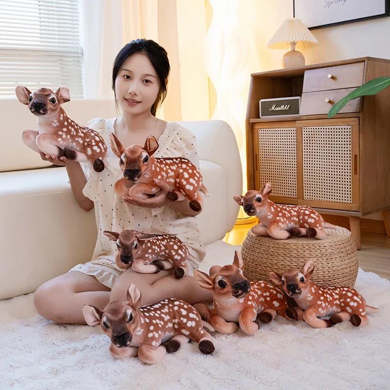 Lifelike Forest Animal Deer Toy Stuffed Simulation Sika Deer Plush Doll Kids Get To Know Animals Prop Room Decor Birthday Gift