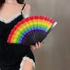 Ventaglio Pieghevole Decorativo Arcobaleno Cinese Leggero LGBT Colorato Ventaglio a Mano Pieghevole Decorazione per Feste