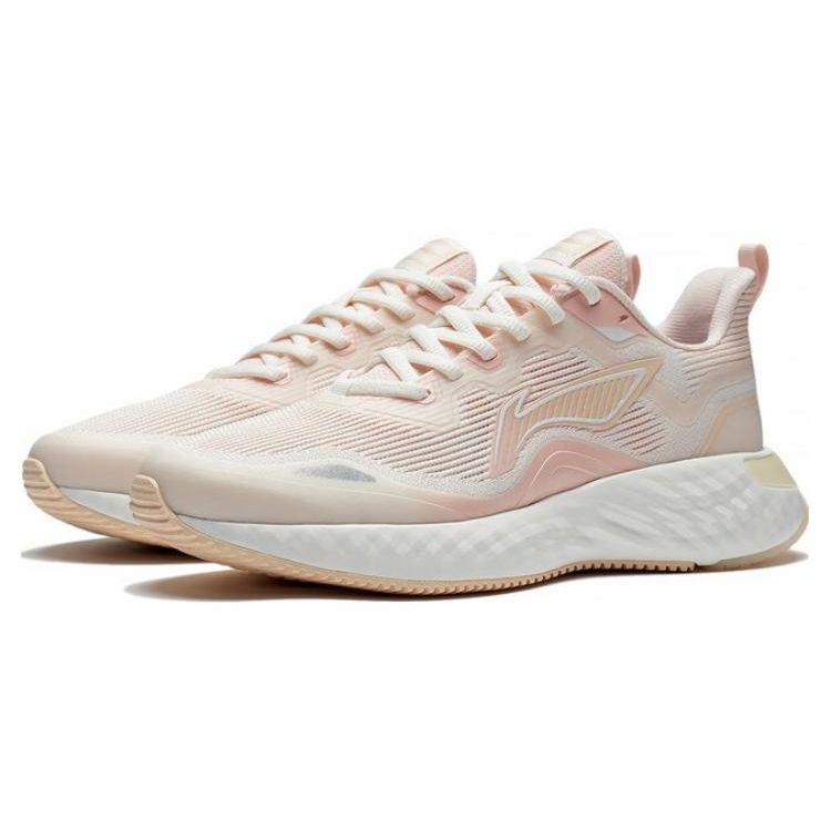 Li Ning Zhu Yun Non-Slip Wear-Resistant Breathable Low-Top Running Shoes Women Sneaker White Orange ARST012-4