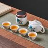 Chinese Gold-Inlaid Jade Ceramic Kung Fu Tea Set
