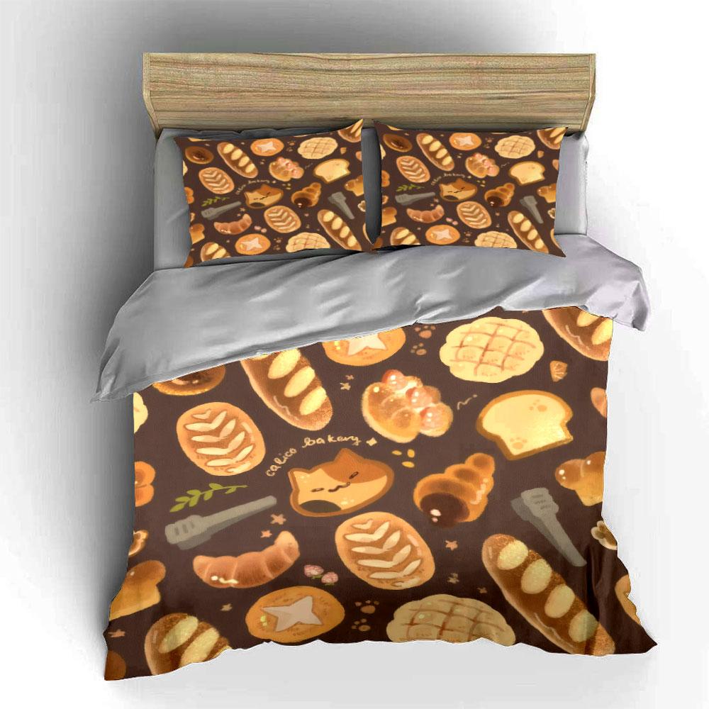 "Bakery Cat Themed Decoration Set" Bedding Set with 1 Duvet Cover 2 Pillowcases Single Double King Queen, Gift