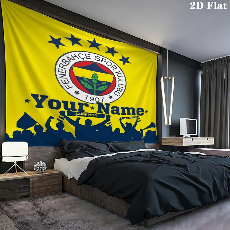 Fenerbahe Sports Club Custom Name Wall Tapestry Aesthetic Wall Hanging Printed Fabric Blanket Decorative Tapestries for Bedroom Living Room Home Decor