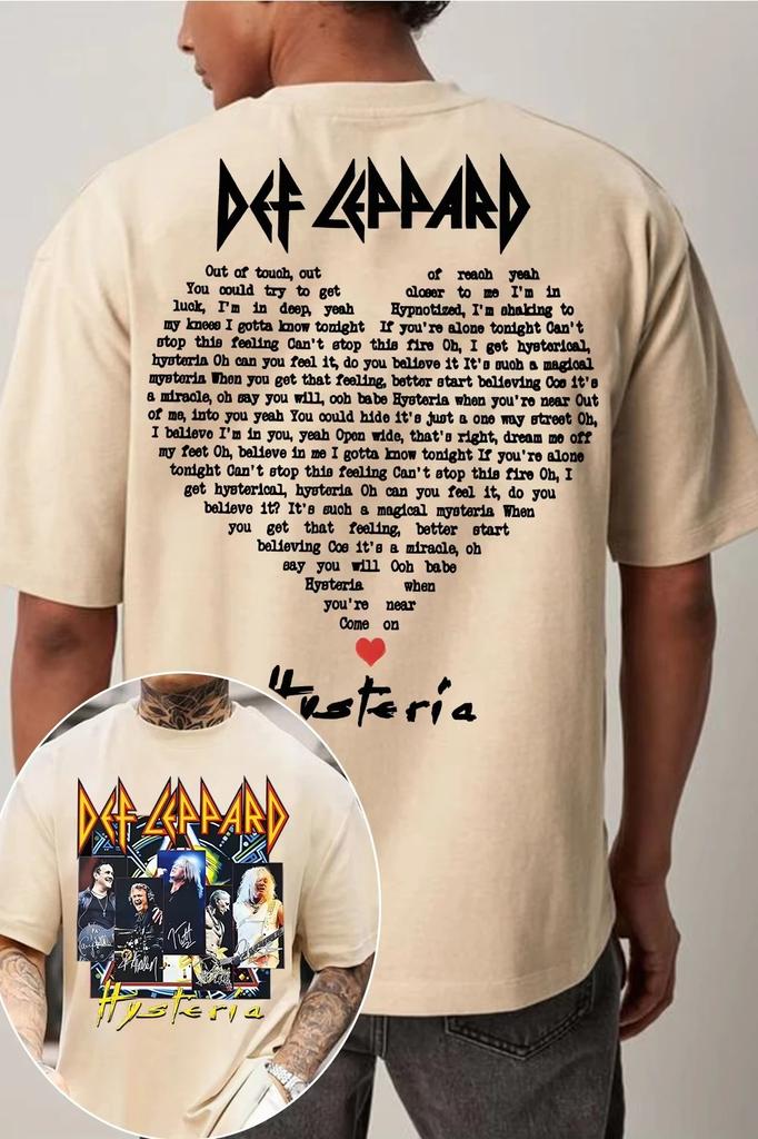 2026 Unisex Clothing Cotton Normcore Tshirt Def Leppard Band Hipster Retro Streetwear Unisex Fashion Oversized Women's Casual Shirt