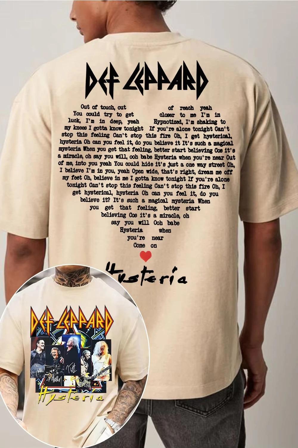 

2026 Unisex Clothing Cotton Normcore Tshirt Def Leppard Band Hipster Retro Streetwear Unisex Fashion Oversized Women s Casual Shirt XXL чорний