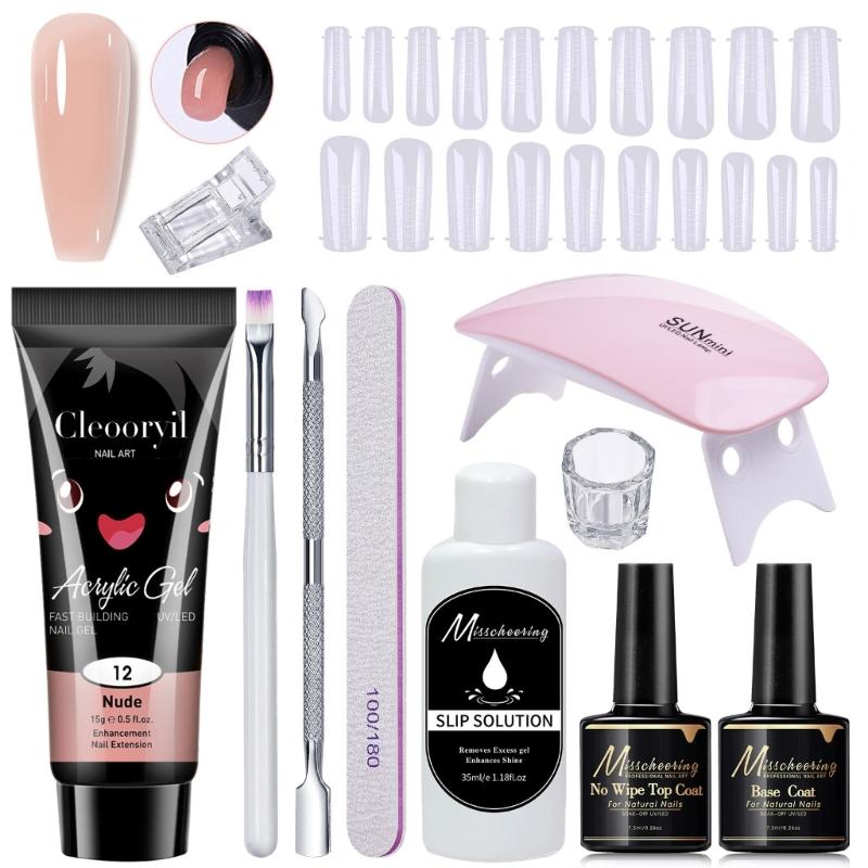 11Pcs Professional Nail Extension Kit With 15Ml ABS Gel For Long Lasting Manicure