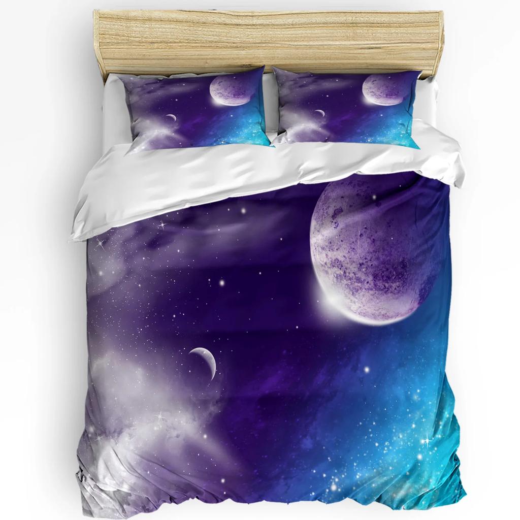 Comforter Cloud Universe Moon Space Bedding Set 3Pcs Boys Girls Kids Adult Double Bed Set Home Textile