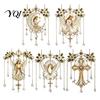 Stained Glass Angel Window Hanging Effect Blessing Suncatcher, Acrylic Prayer Decorative Suncatcher Ornament with Faux Crystal Charm for Home