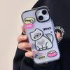 Fish Bone Lovely Little Cat Pattern Phone Case For iPhone 16 15 14 13 12 11 Pro Max XR XS 7 8 Plus Transparent Shockproof Cover