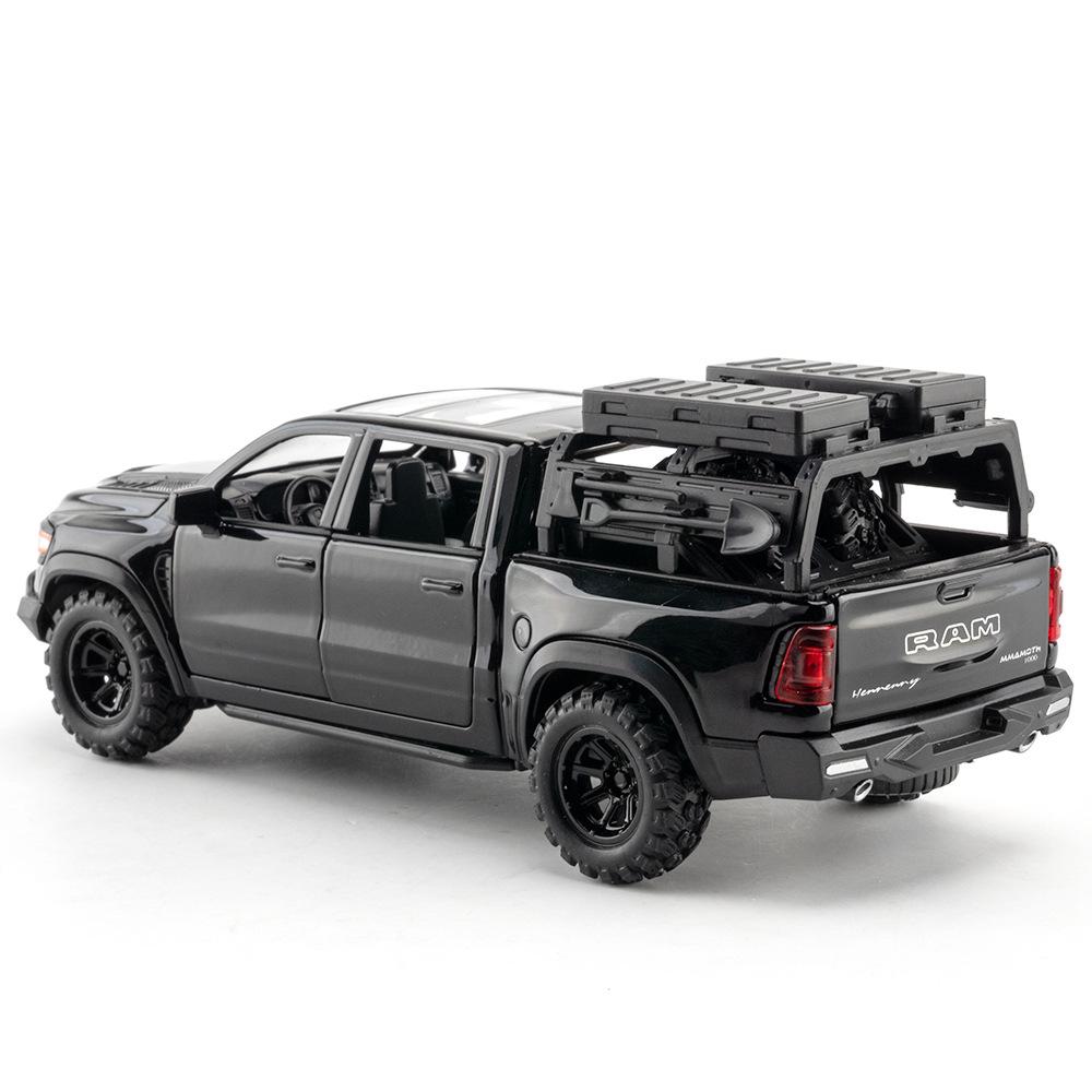1/32 Scale DODGE Mammoth 1000 TRX Alloy Pickup Car Model Diecast Metal Off-road Vehicle Model Sound and Light Simulation Kids Toy Gift