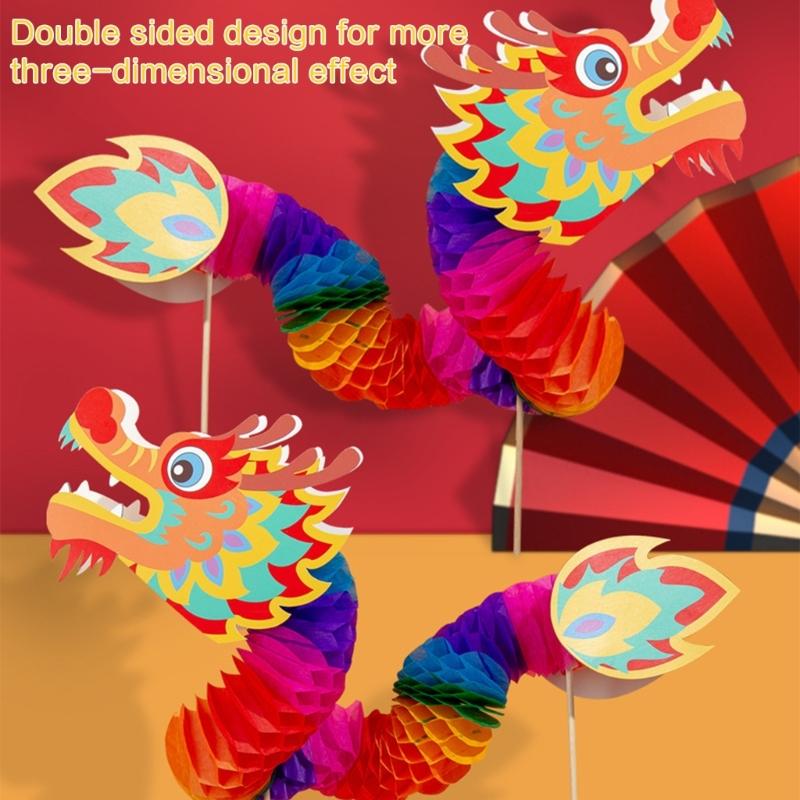 Paper Dragon Puppet Kits Paper Dragon Toy Chines New Year Supplies