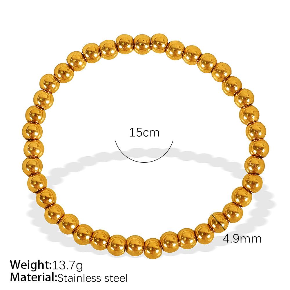 Wind Titanium Steel Ball Bracelet, Golden Women's Minimalist Style Metal Texture Round Ball Jewelry Wholesale