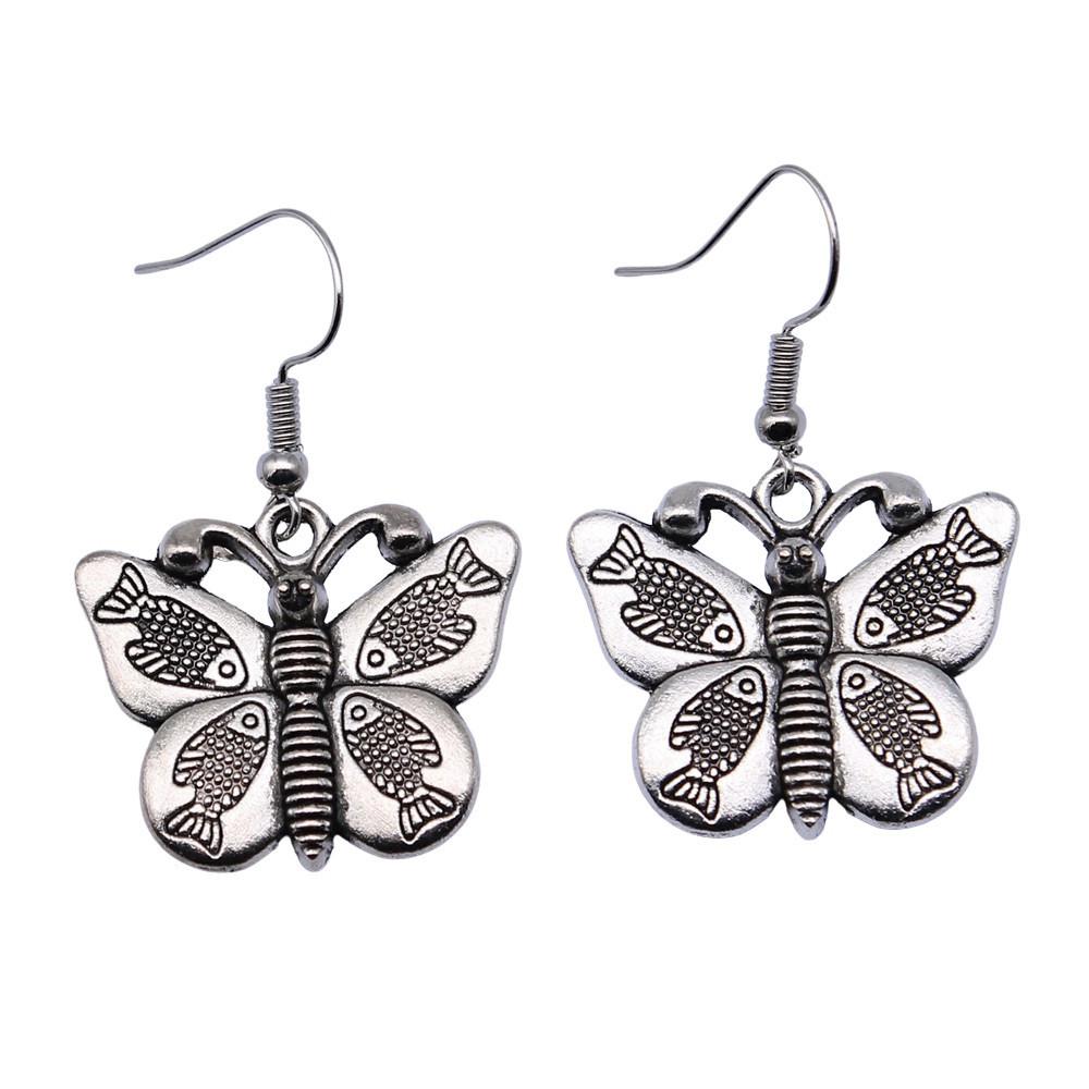 Filigree Butterfly Dangle Earrings Retro Boho Openwork Butterfly Drop Earrings Vintage Jewelry