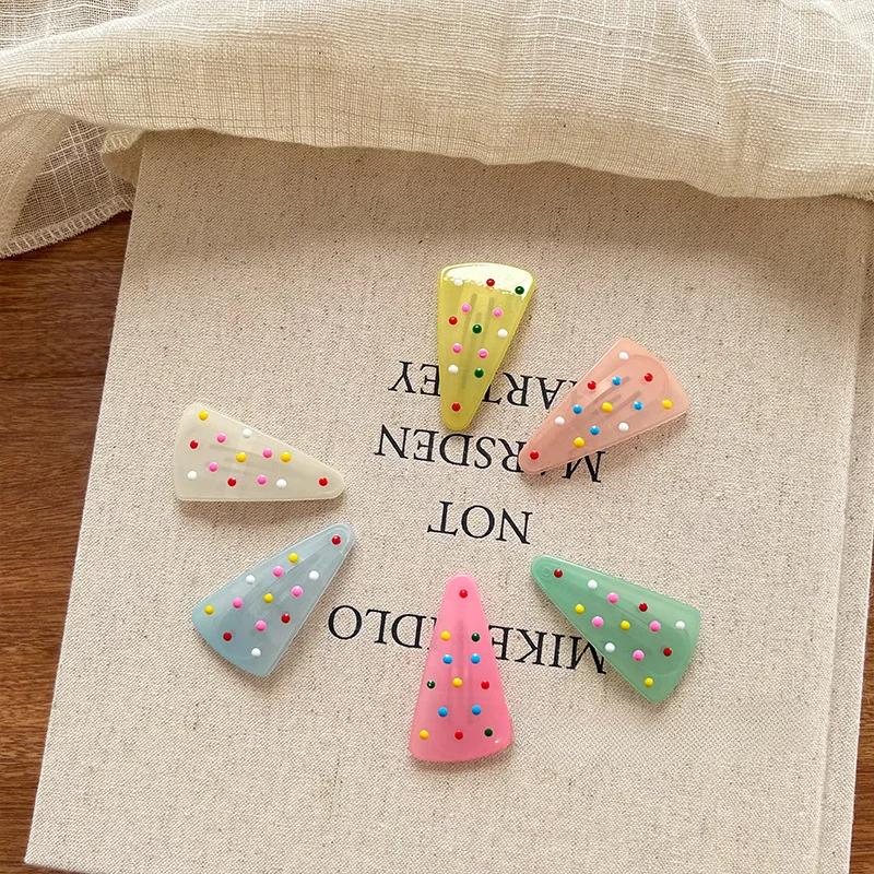 2pcs/set Cute Jelly Color Korean Fashion Kids Girl Hair Clip Triangle Candy Sweet Barrttes for Children BB's Clip Headwear