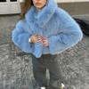 Damen Kurzmantel aus Kunstpelz Winter Warm Locker Streetwear Jacke Mit Taschen