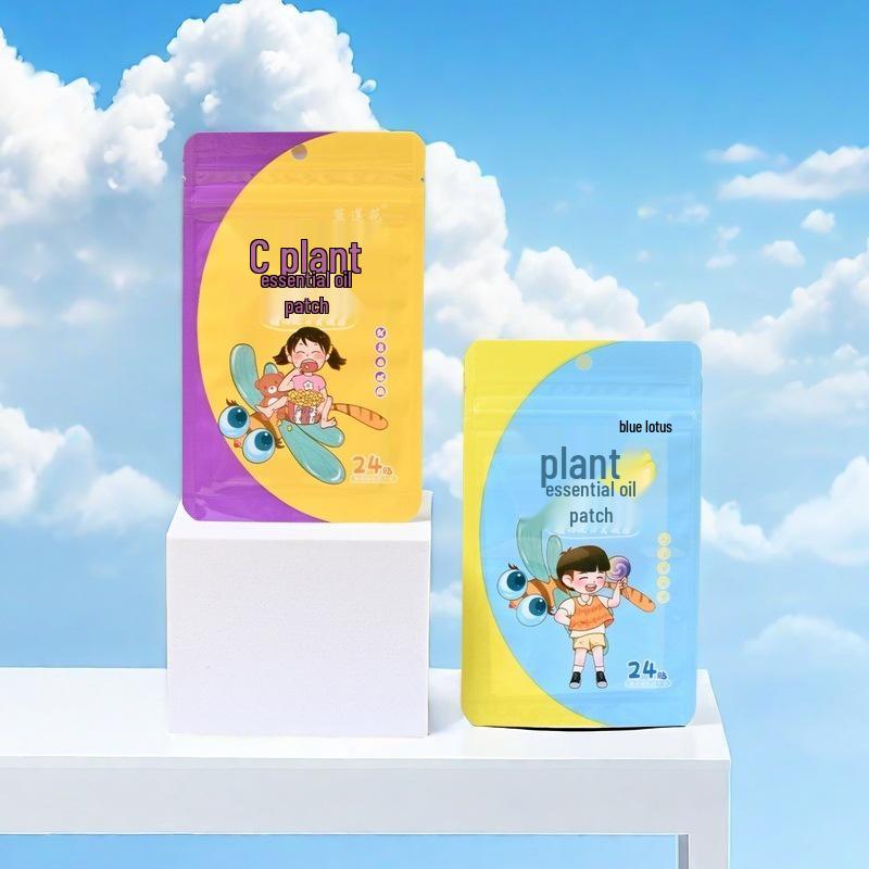 120 Blue Lotus Mosquito & Insect Repellent Oil Patches for Adults & Kids - Cartoon Design for Outdoor Use