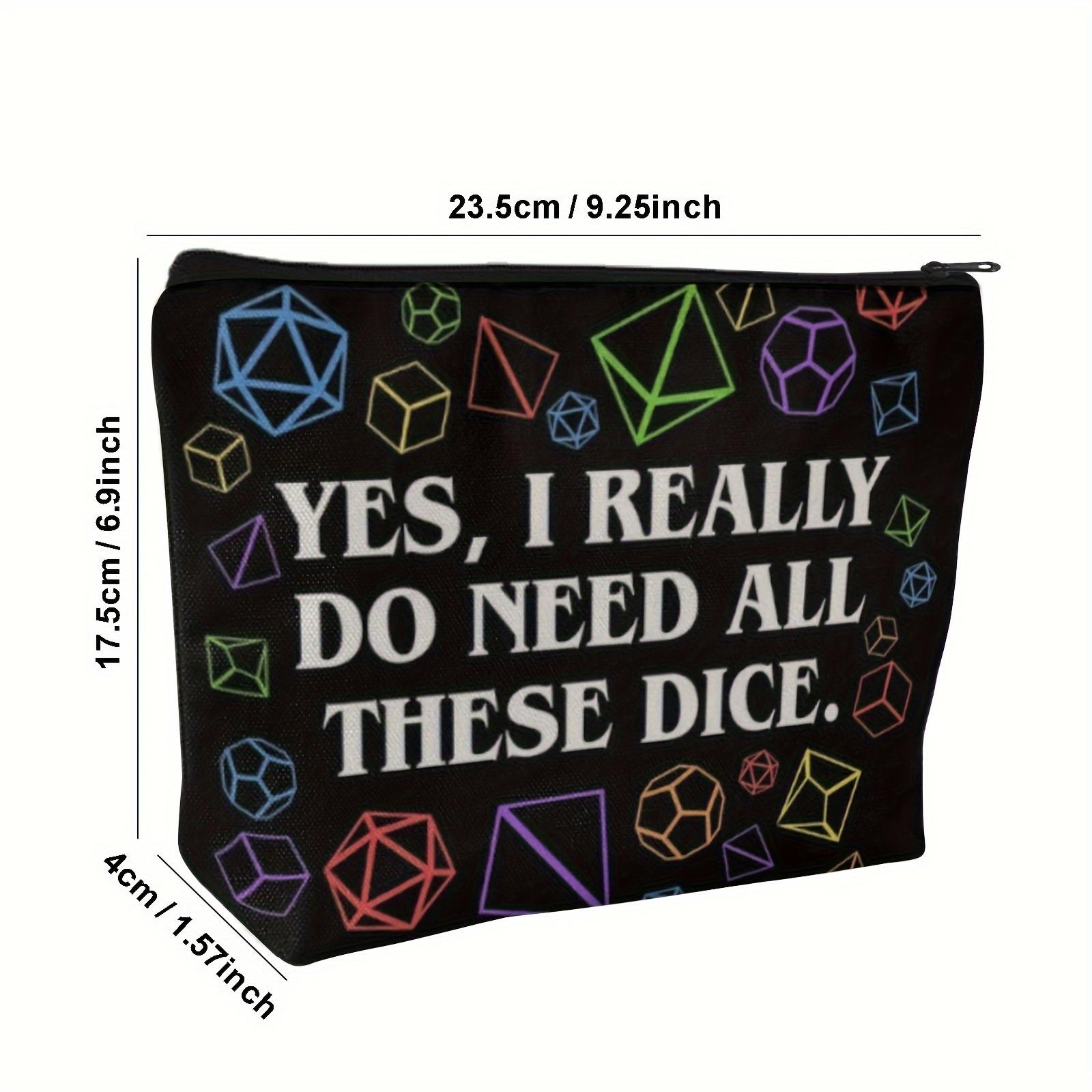 

Черная косметичка на молнии с красочным дизайном игральных костей, надписью «Да, мне действительно все это нужно», повседневный полиэстер, можно стирать вручную