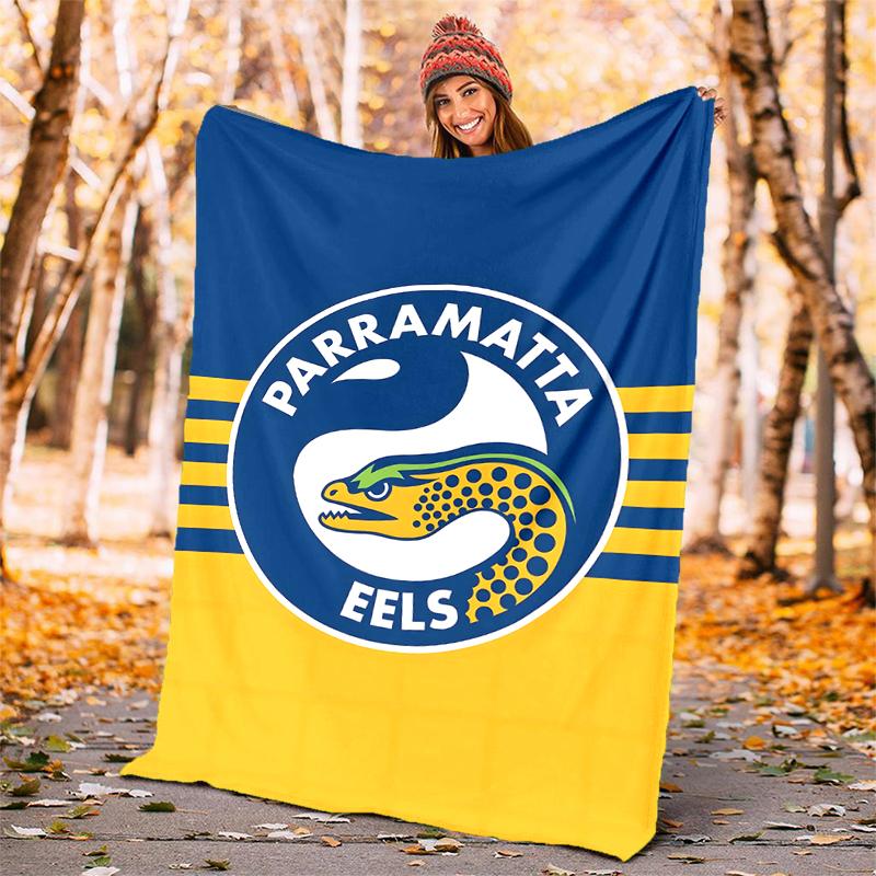 Parramatta Eels Flag Flannel Blanket Soft All-Season Throw, Design for Camping, Car Travel, Hiking Sofa, Bed, Office Perfect Gift for Parties