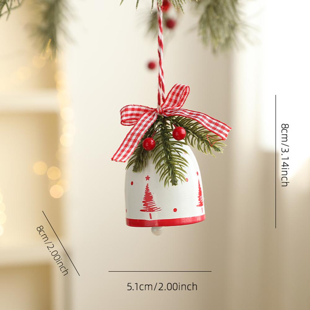 

Rustic Christmas Bell Ornaments with Artificial Pine And Red Berries Vintage Metal Jingle Bells Hanging Decoration for Tree белый