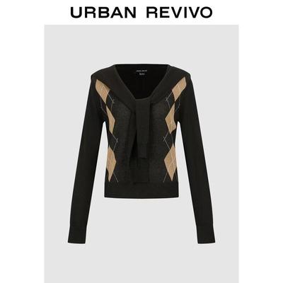 UR2025 Damen Rippstrickpullover mit Revers