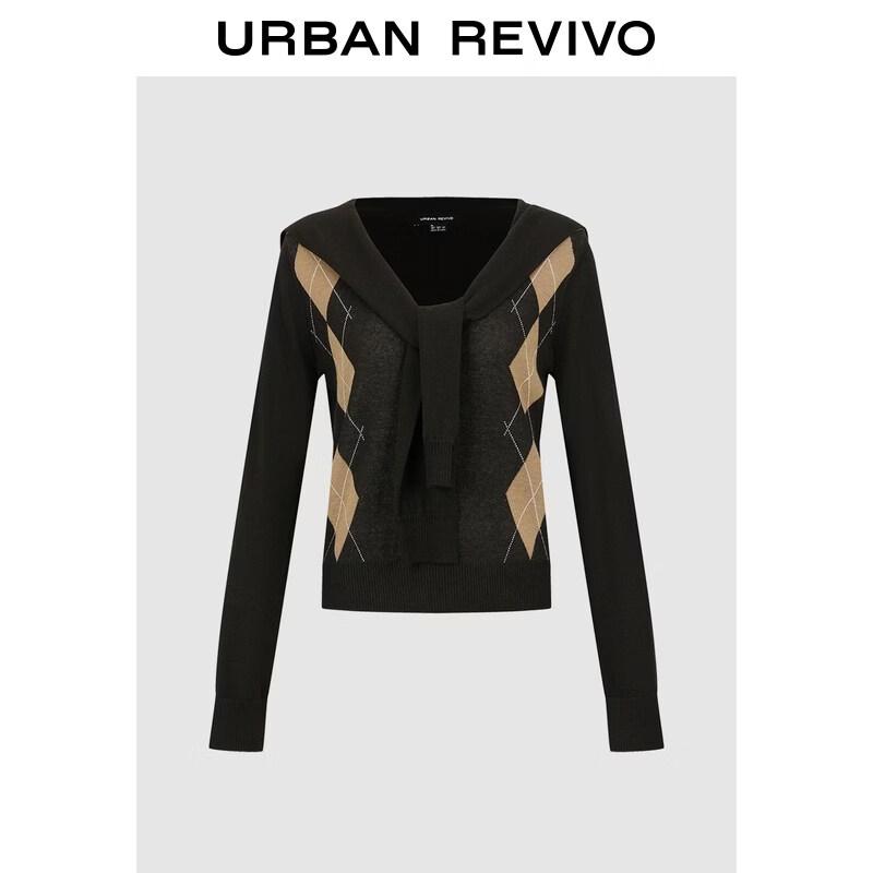 UR2025 Women s Ribbed Lapel Knit Sweater M